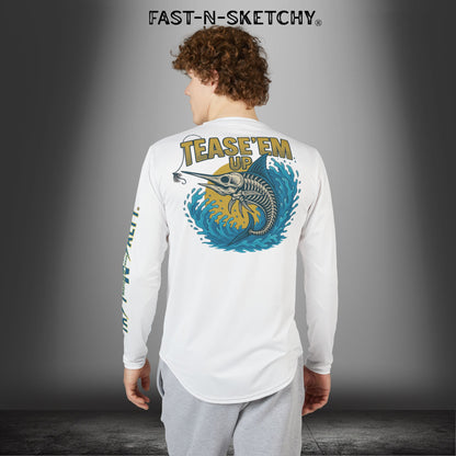 Tease 'Em Up: FAST-N-SALTY, FAST-N-SALTY: (White) UV Protection Long Sleeve Shirt (Marlin) Perfect for Outdoor Adventures and Fishing