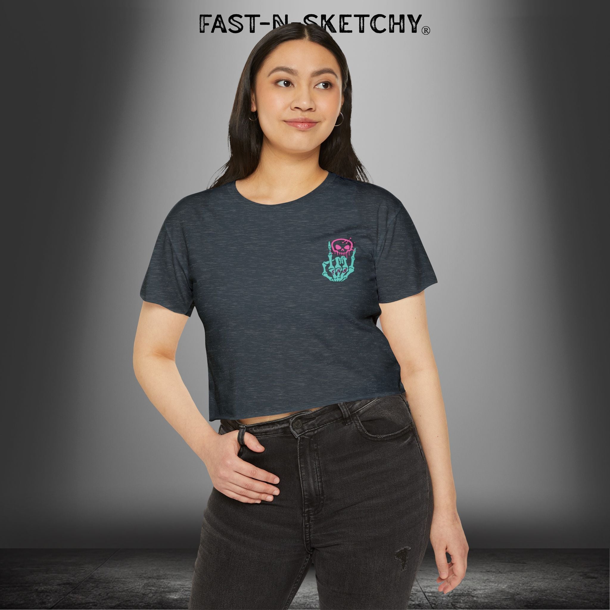 FAST-N-SEXY™ WITH HALF SKULL: Festival Crop Top