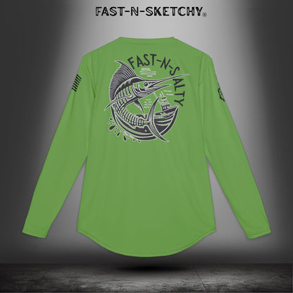 Fast-N-Salty UV Protection Long Sleeve Shirt - (Green) Perfect for Outdoor Adventures and Fishing