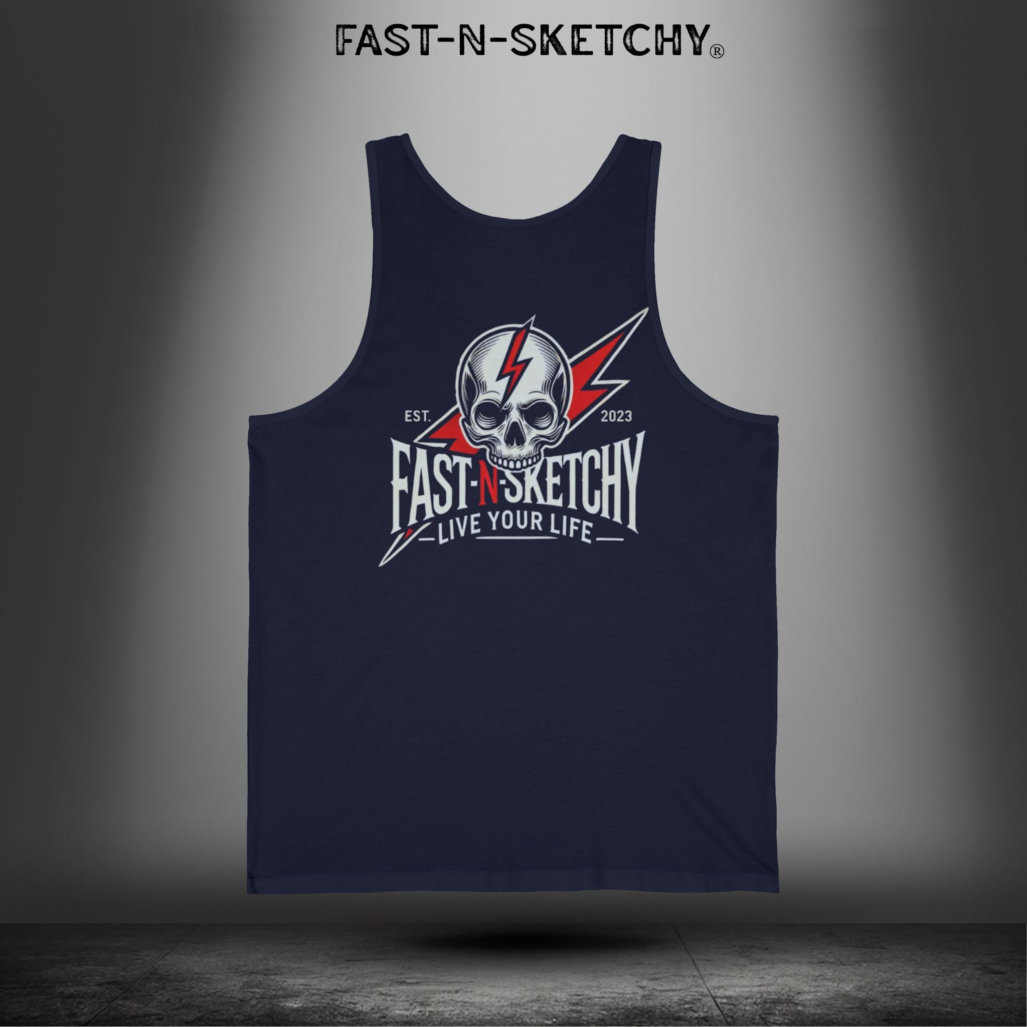 Live Your Life Graphic Tank - Fast-N-Sketchy Skull Tank Top