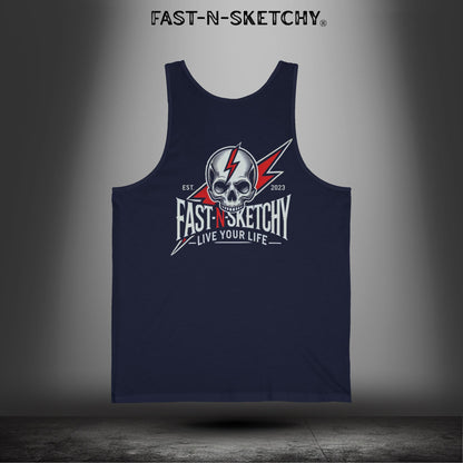 Live Your Life Graphic Tank - Fast-N-Sketchy Skull Tank Top