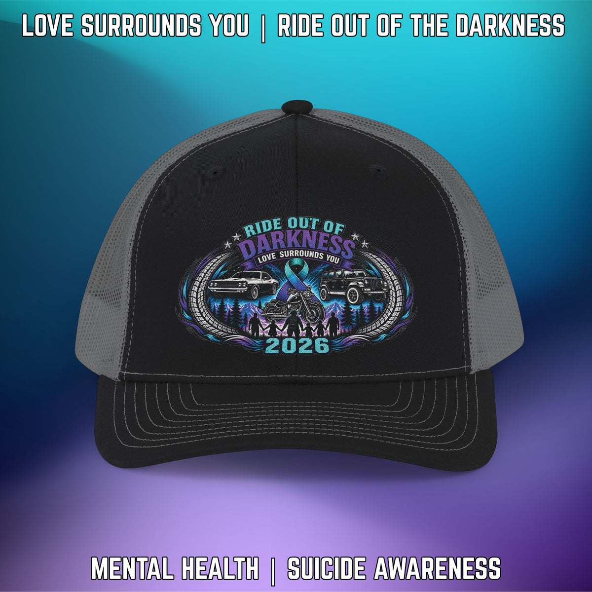Ride Out of the Darkness 2026 Snapback Richardson 112 Trucker Cap: Suicide Awareness - LSY