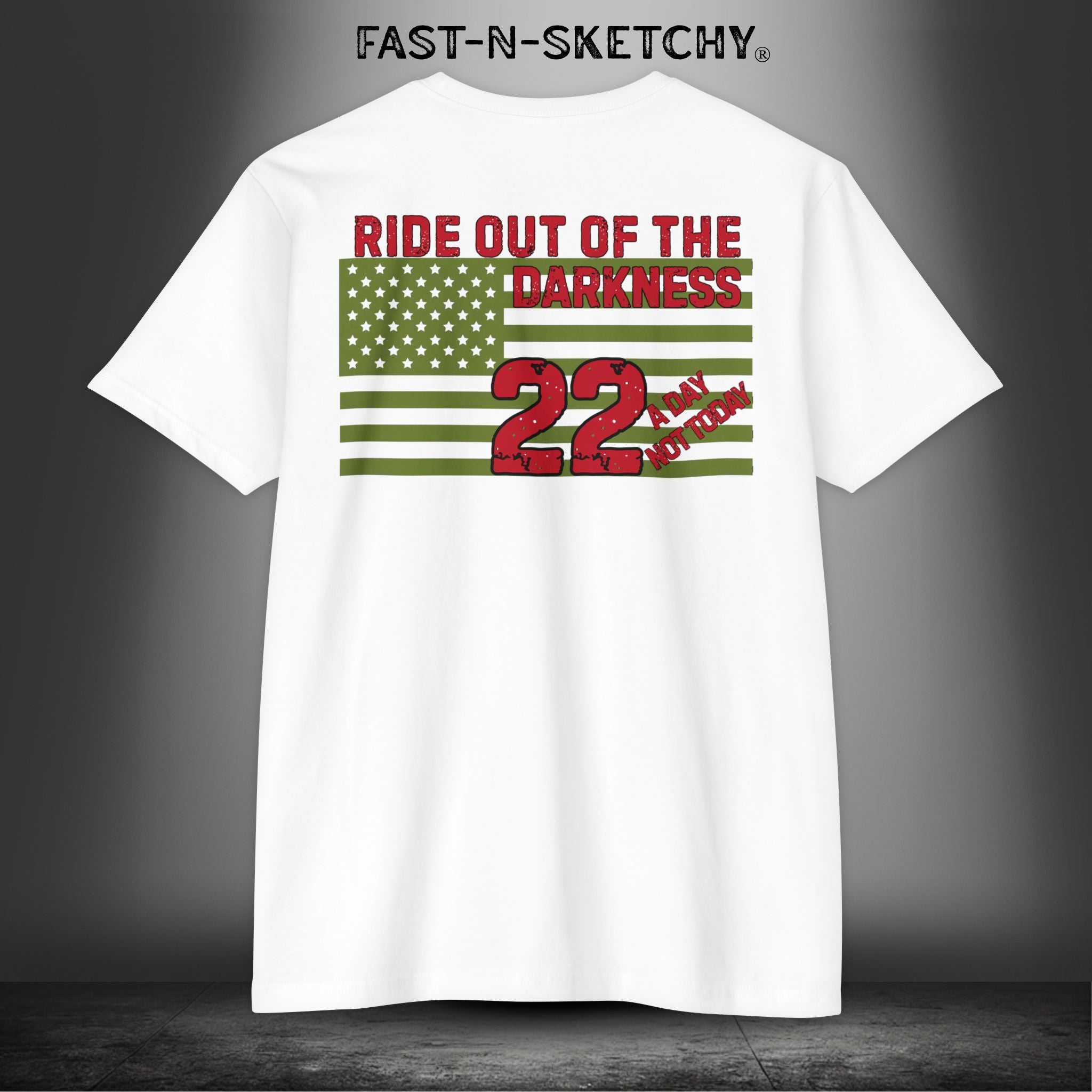 Military Edition Flag T-Shirt 22 a Day, Not Today | Sponor for Ride Out of the Darkness