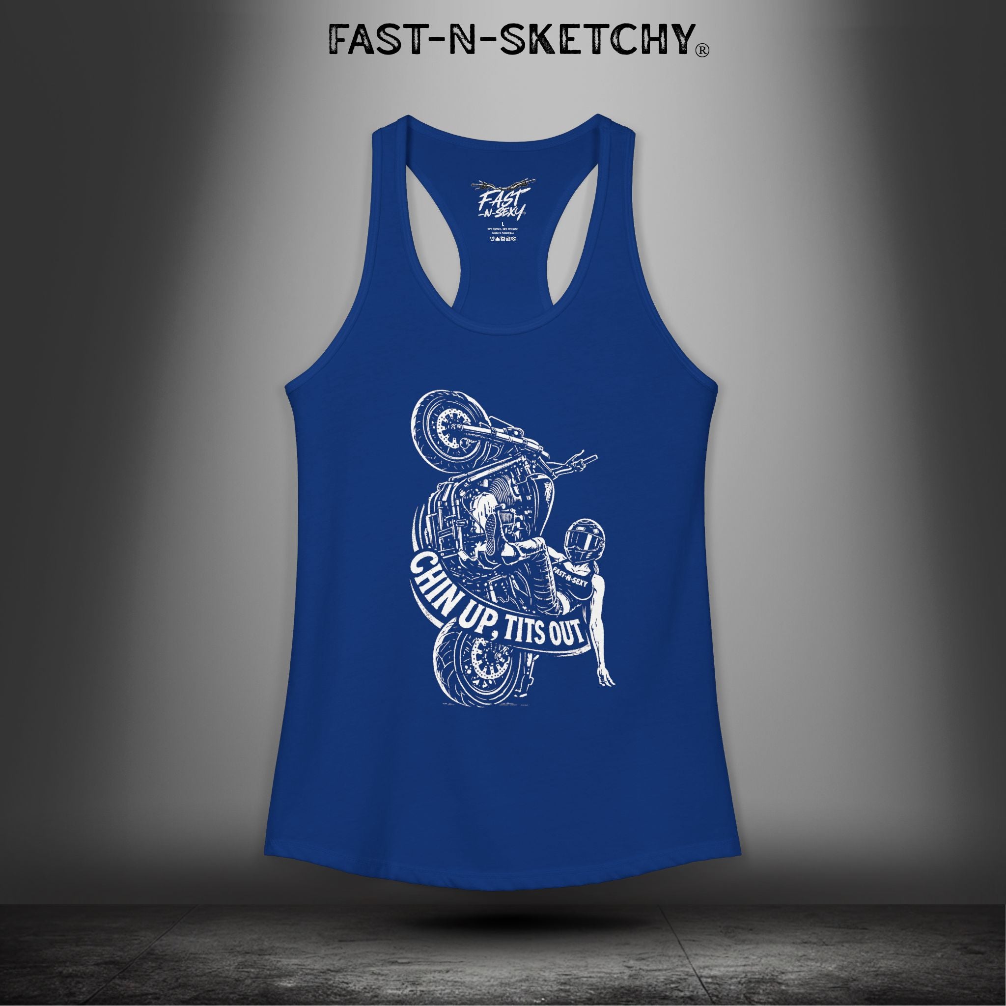 Chin Up, Tits Out: Biker Edition Racerback Tank