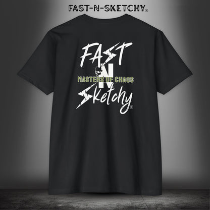 FAST-N-SKETCHY - T-shirt Classic Fit Crewneck - Next Level 6210 (Dark Colors/Green Words)