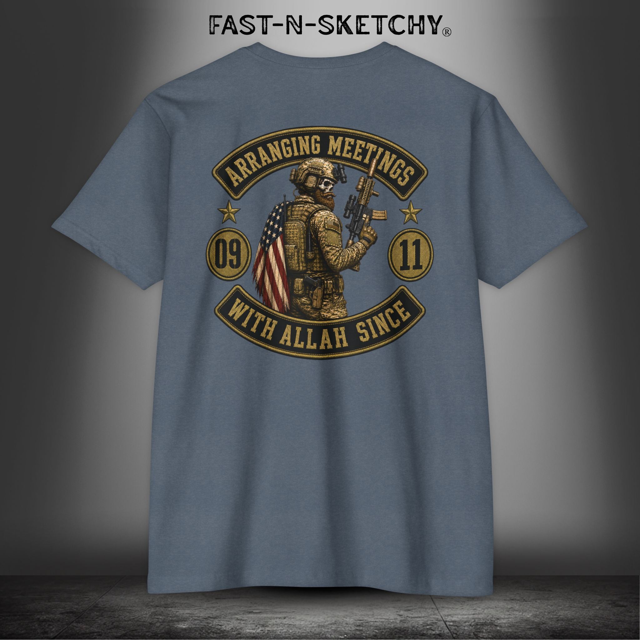 Arranging Meetings With Allah Since 09|11 Tactical Tee: Military Edition