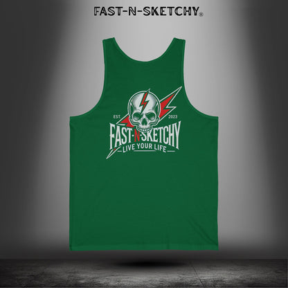 Live Your Life Graphic Tank - Fast-N-Sketchy Skull Tank Top