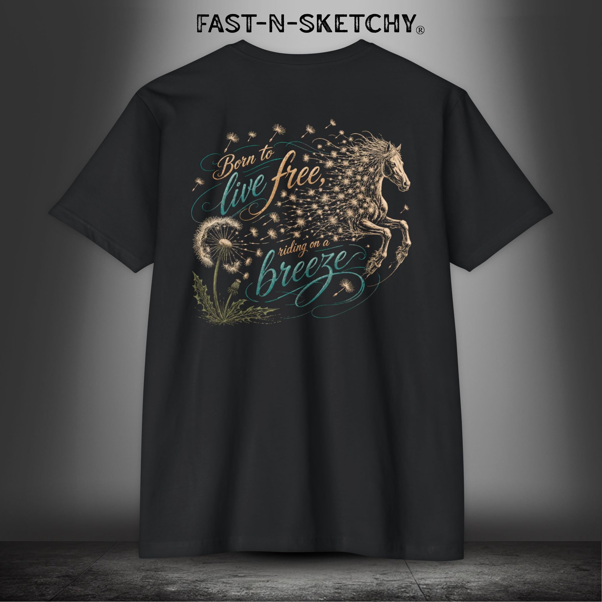 Dandelion: Born To Live Free, Riding on a Breeze - Rodeo Edition Premium Fitted Tee (Color)