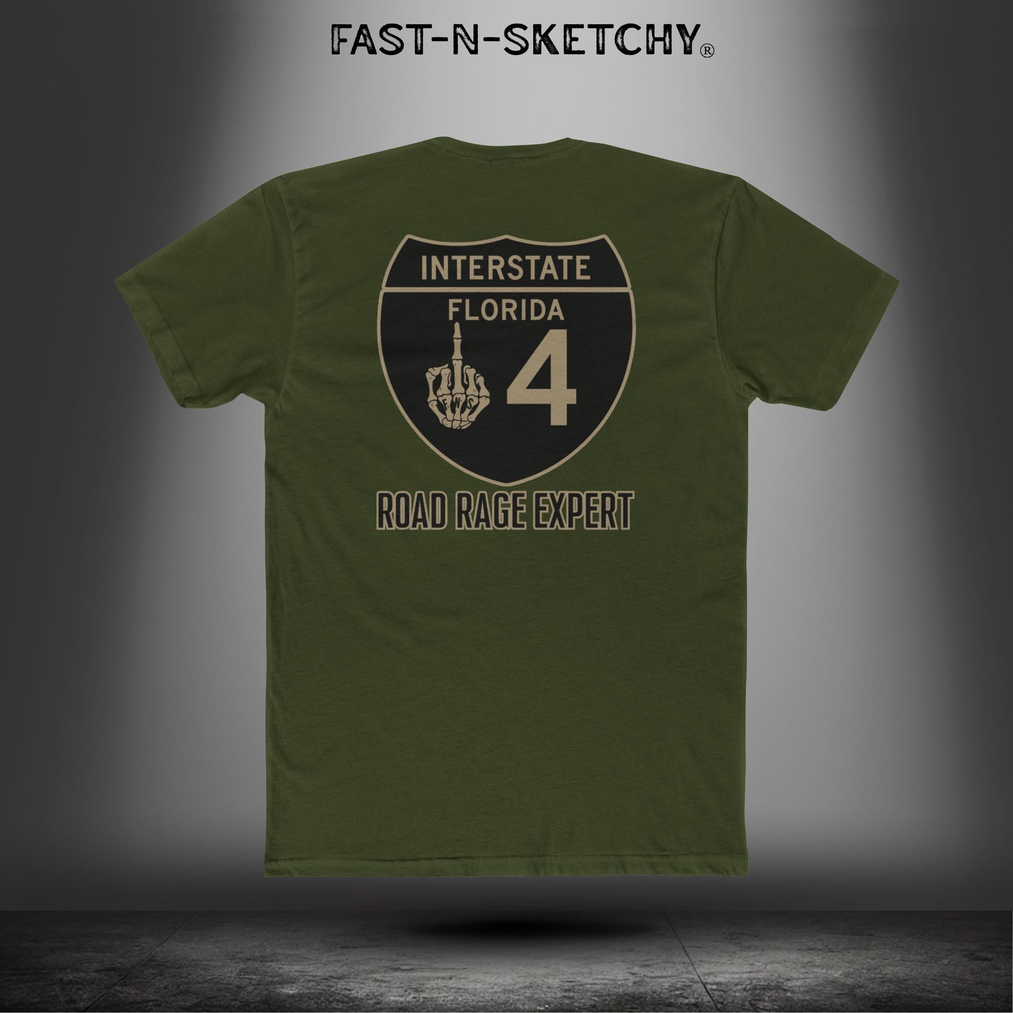 I-4 Road Rage Expert Florida (Black Sign) Premium Fitted Tee: Biker Edition Relaxed Classic Tee