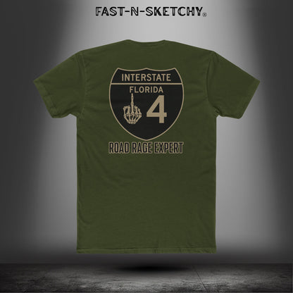 I-4 Road Rage Expert Florida (Black Sign) Premium Fitted Tee: Biker Edition Relaxed Classic Tee