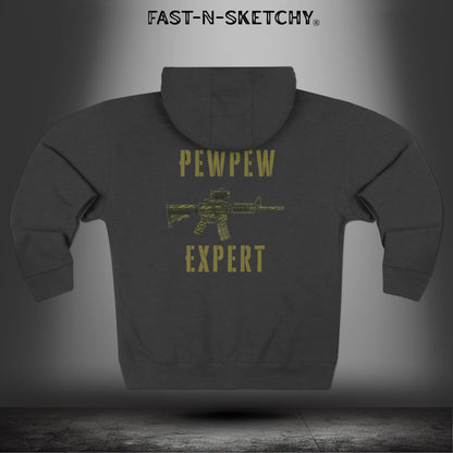 Pew Pew Expert: Military Edition -  Zip Hoodie