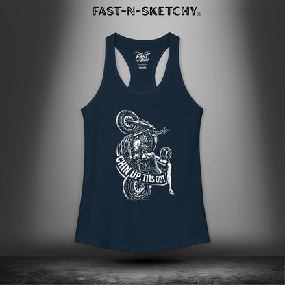 Chin Up, Tits Out: Biker Edition Racerback Tank