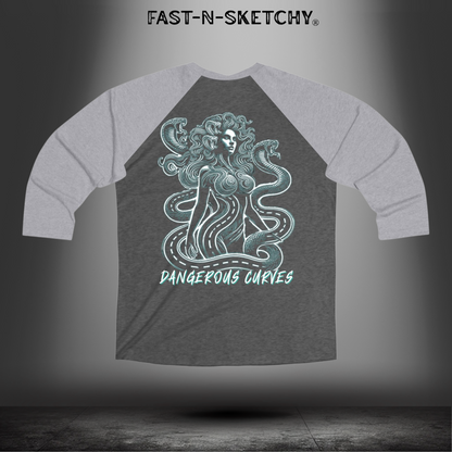 DANGEROUS CURVES - FAST-N-SEXY™: Unisex Tri-Blend 3\4 Raglan Tee
