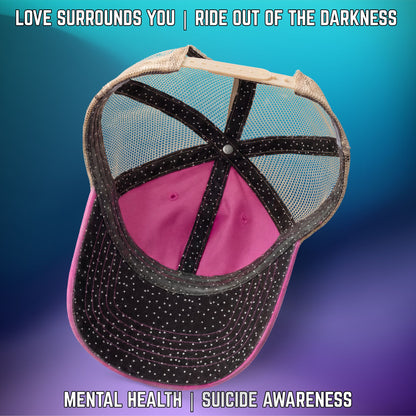 If You're Looking for a Sign.... Suicide Awareness Women's Washed Mesh-Back Cap with High Ponytail Hole - LSY