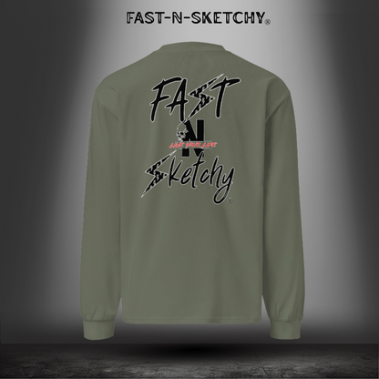 FAST-N-SKETCHY®: Premium Heavyweight Long Sleeve Shirt (Black Letters)