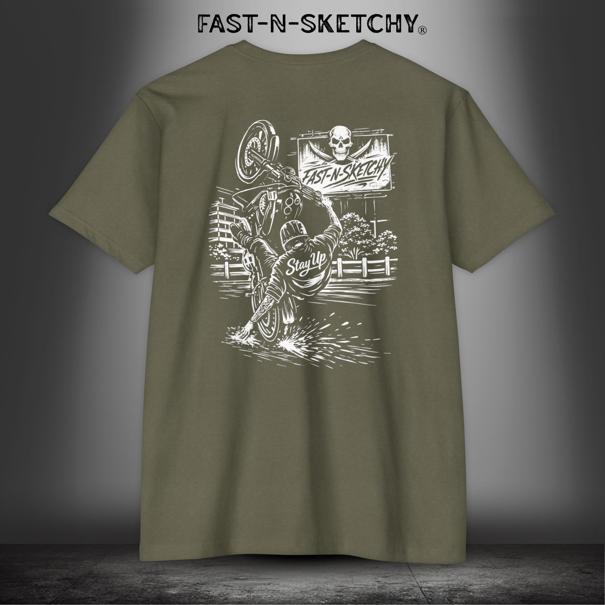 Stay Up Biker Edition Premium Fitted Tee