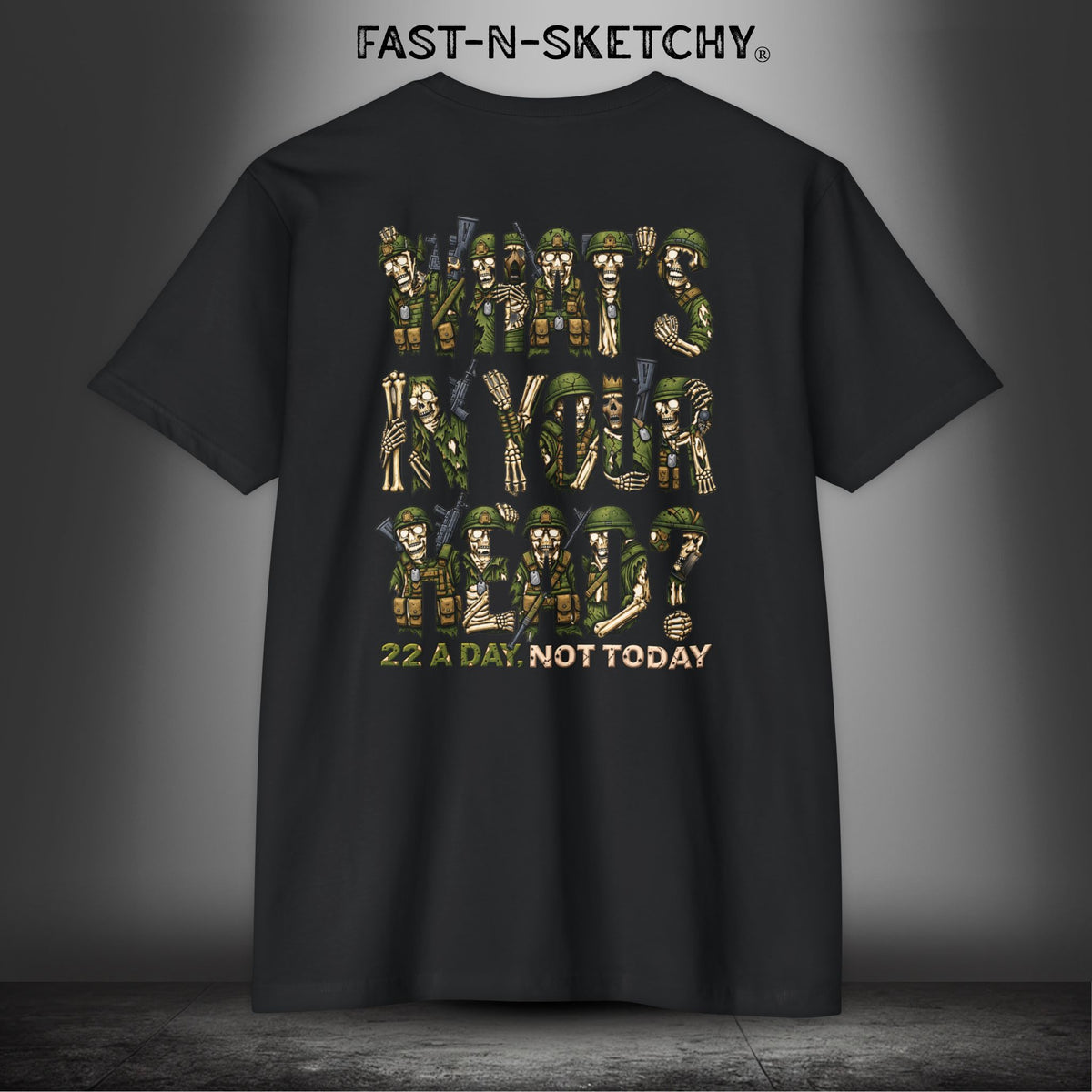 22 a Day, Not Today: Zombie T-Shirt by FAST-N-SKETCHY® - CVC Black