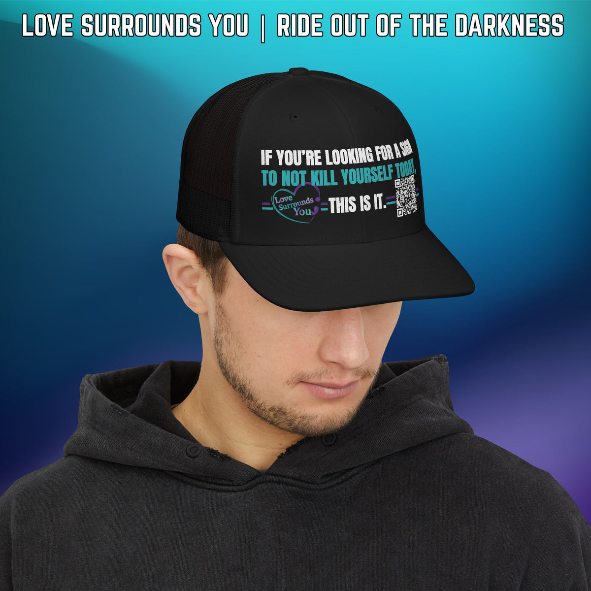 If You're Looking for a Sign QR Code Suicide Awareness Snapback Richardson 112 Trucker Cap - LSY