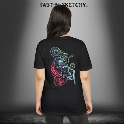 Chin Up, Tits Out in Neon: Biker Edition Premium Fitted Tee