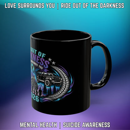 Ride Out of Darkness 2026 Black Mug — Mental Health & Suicide Awareness - LSY