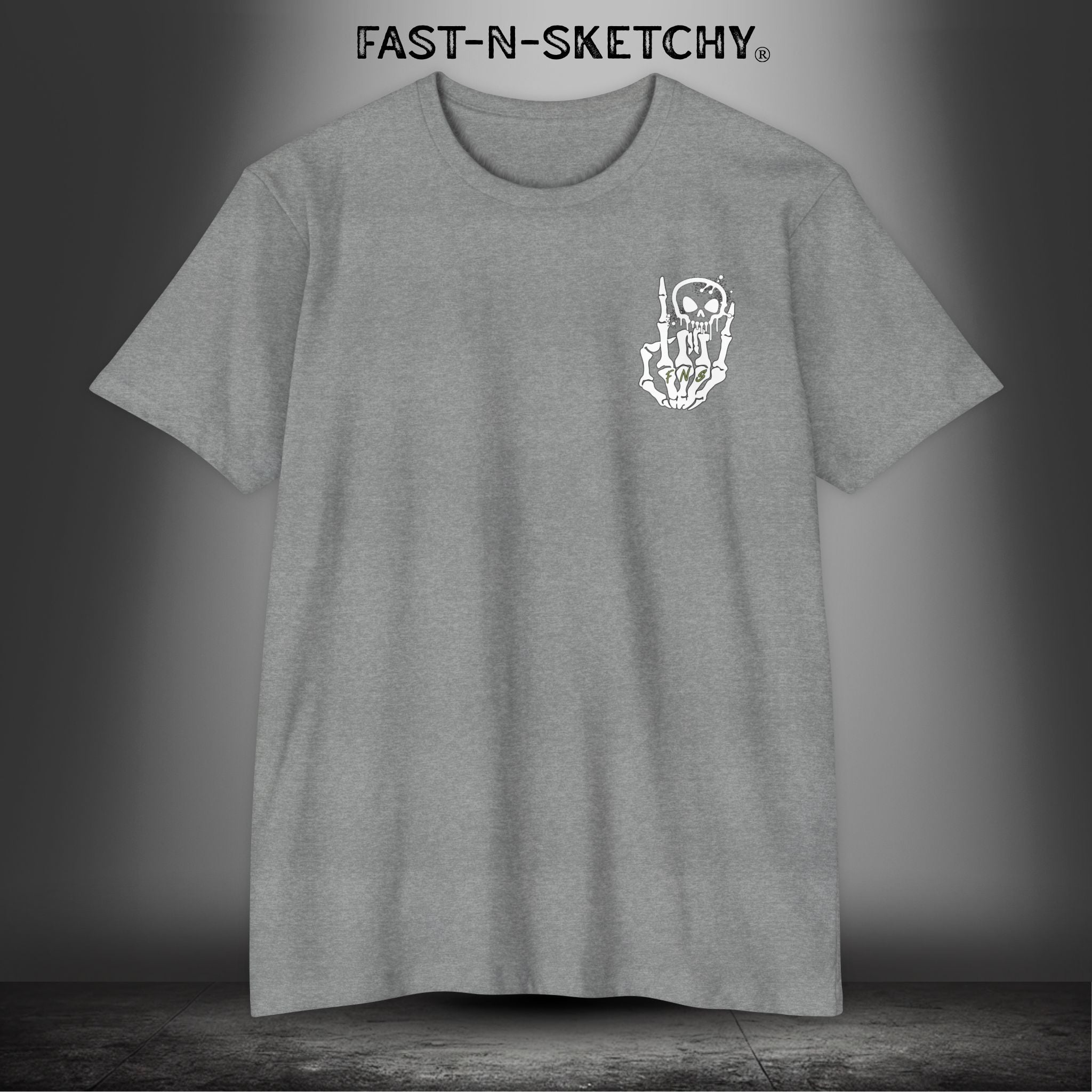 FAST-N-SKETCHY - T-shirt Classic Fit Crewneck - Next Level 6210 (Dark Colors/Green Words)