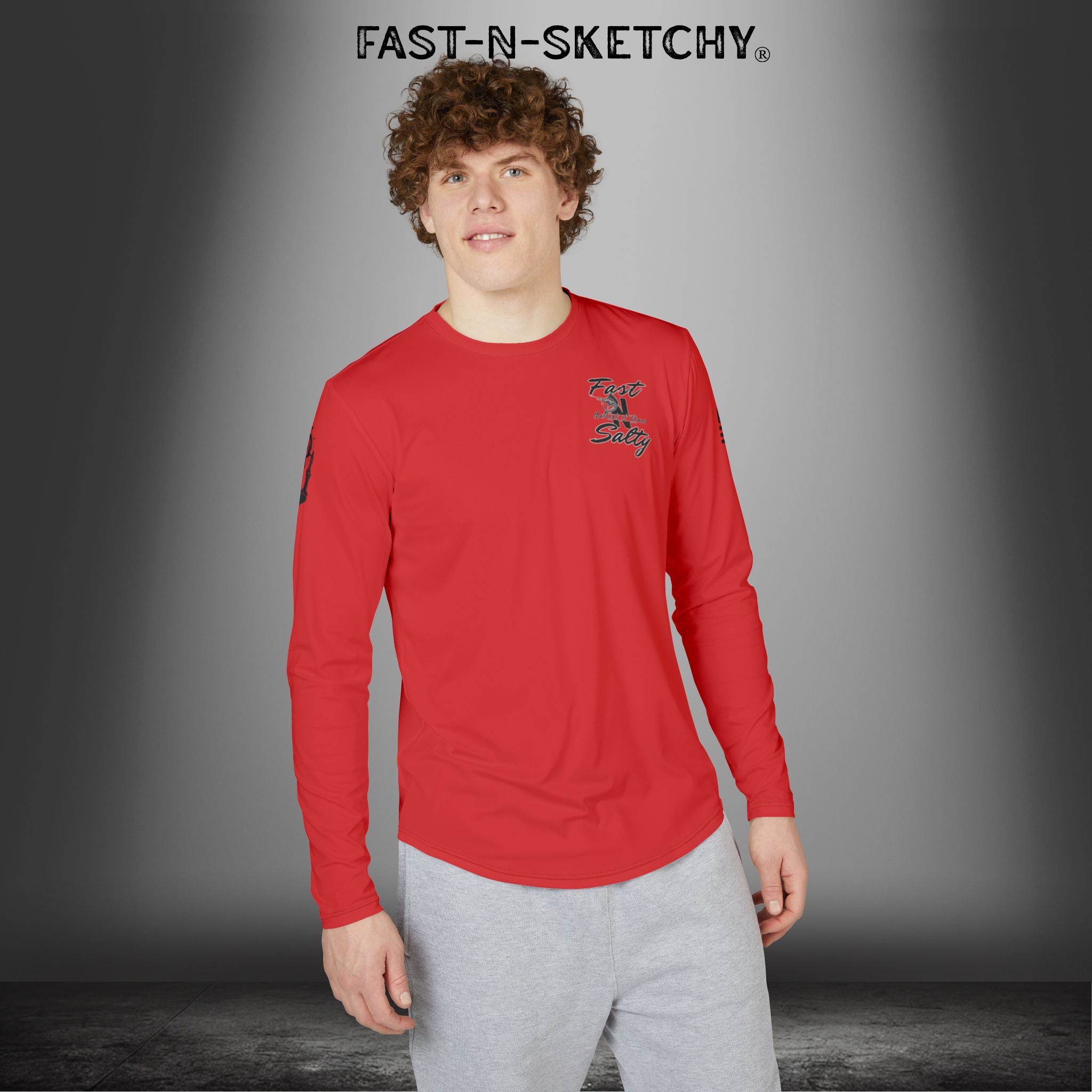 Fast-N-Salty UV Protection Long Sleeve Shirt - (Red) Perfect for Outdoor Adventures and Fishing
