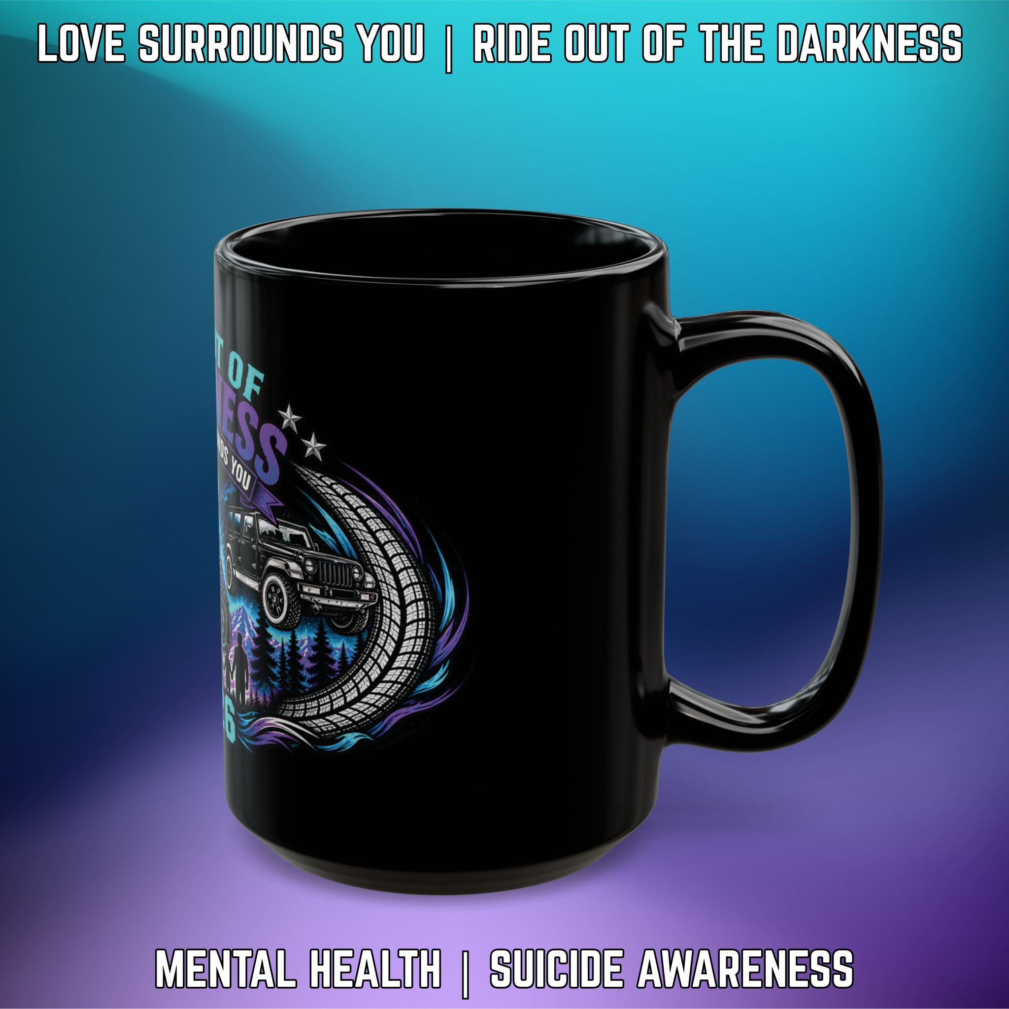 Ride Out of Darkness 2026 Black Mug — Mental Health & Suicide Awareness - LSY