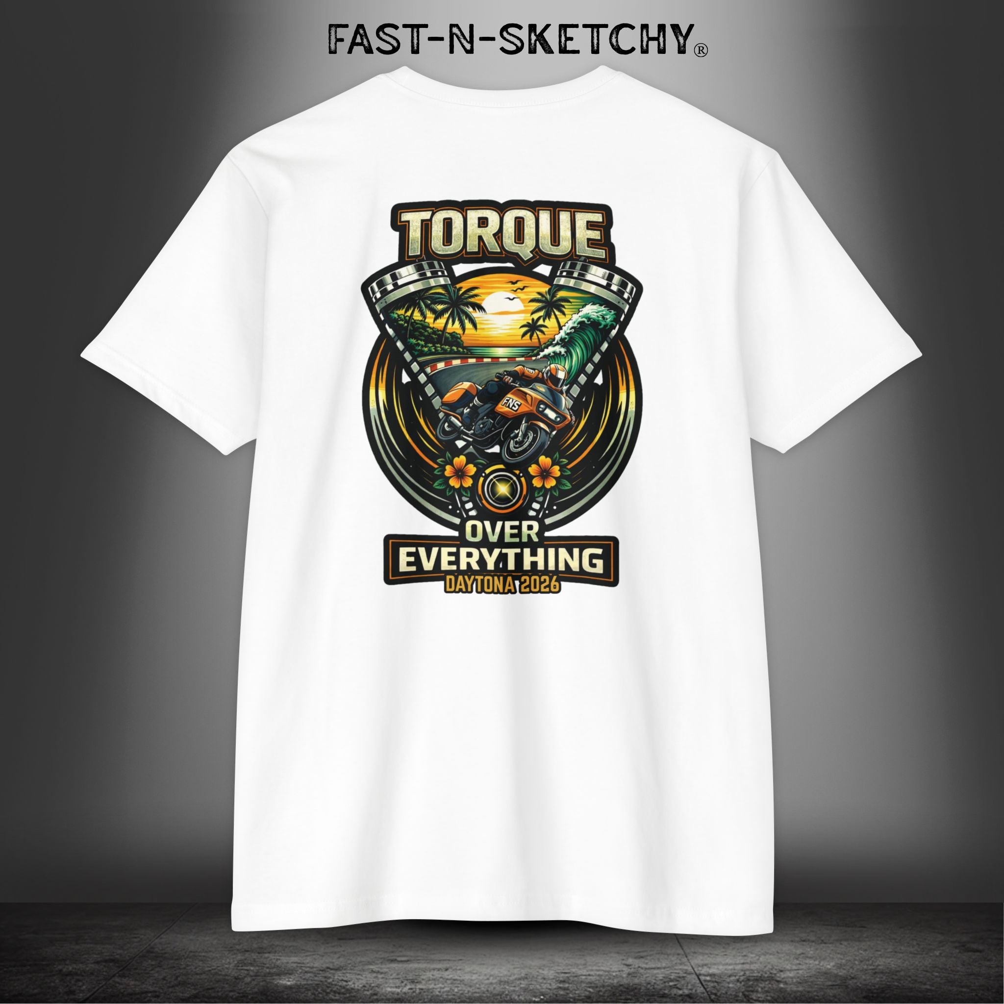 Torque Over Everything: Daytona Bike Week Bagger Racing Biker Edition Premium Tee (White/Light Colors)