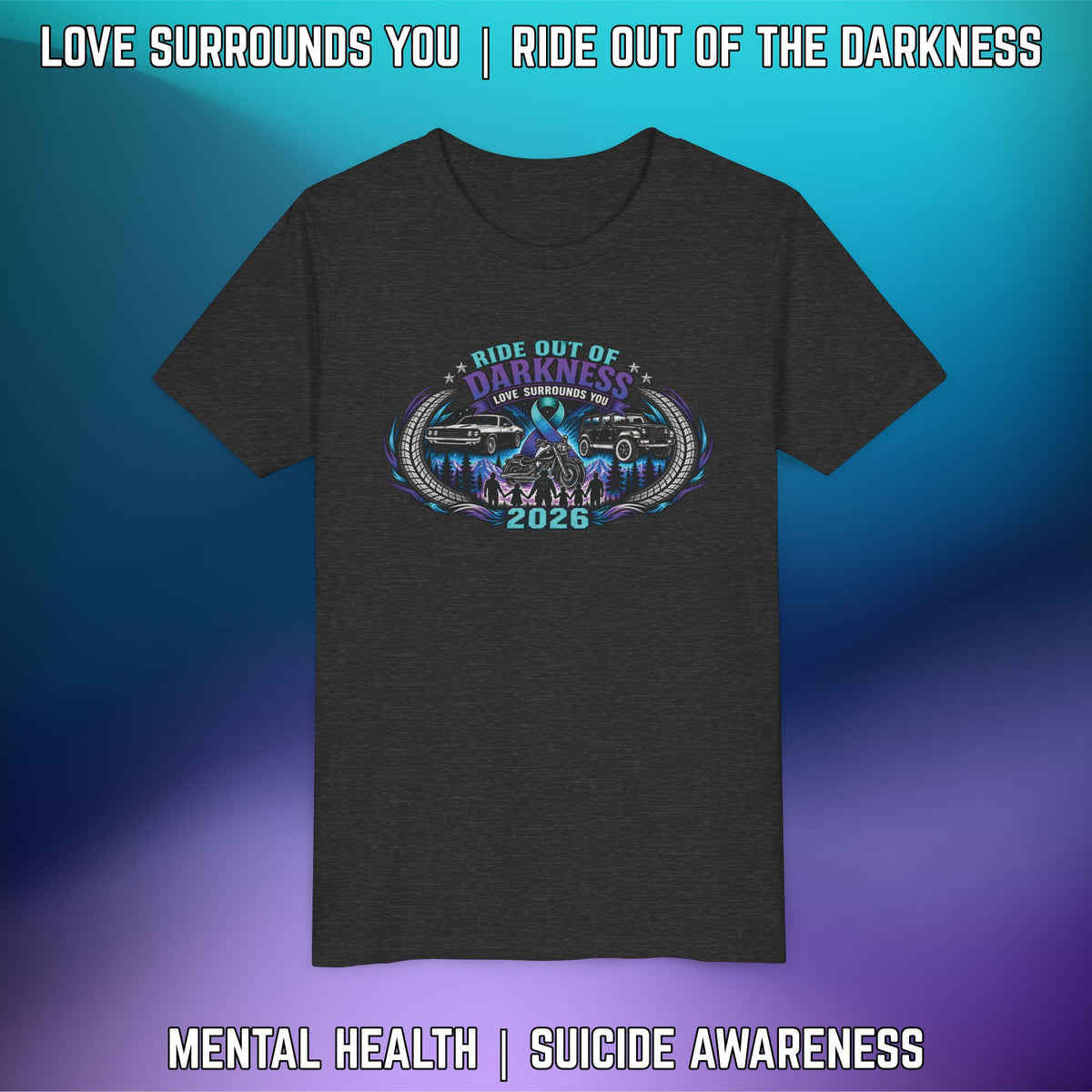 Ride Out of the Darkness 2026 Mental Health & Suicide Awareness Youth Event Tee - LSY