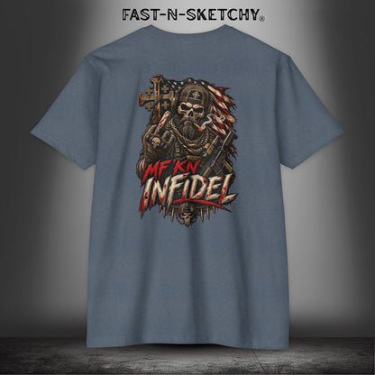Infidel Skull Tee — Patriotic American Flag Skull: Military Edition