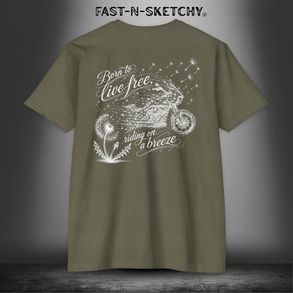 Dandelion: Born To Live Free, Riding on a Breeze - Biker Edition Premium Fitted Tee