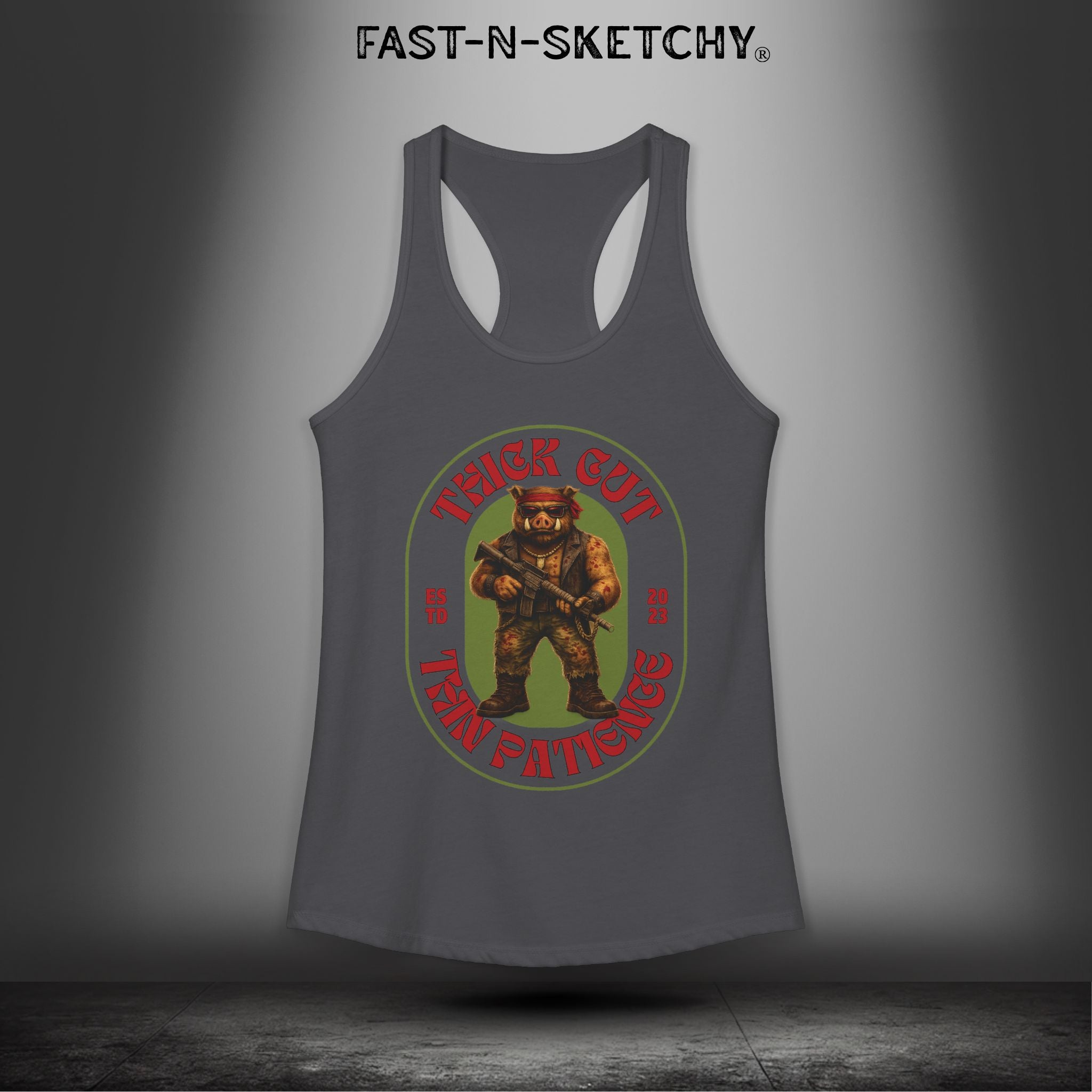 Porkchop, Thick Cut Thin Patience: Military Edition Racerback Tank
