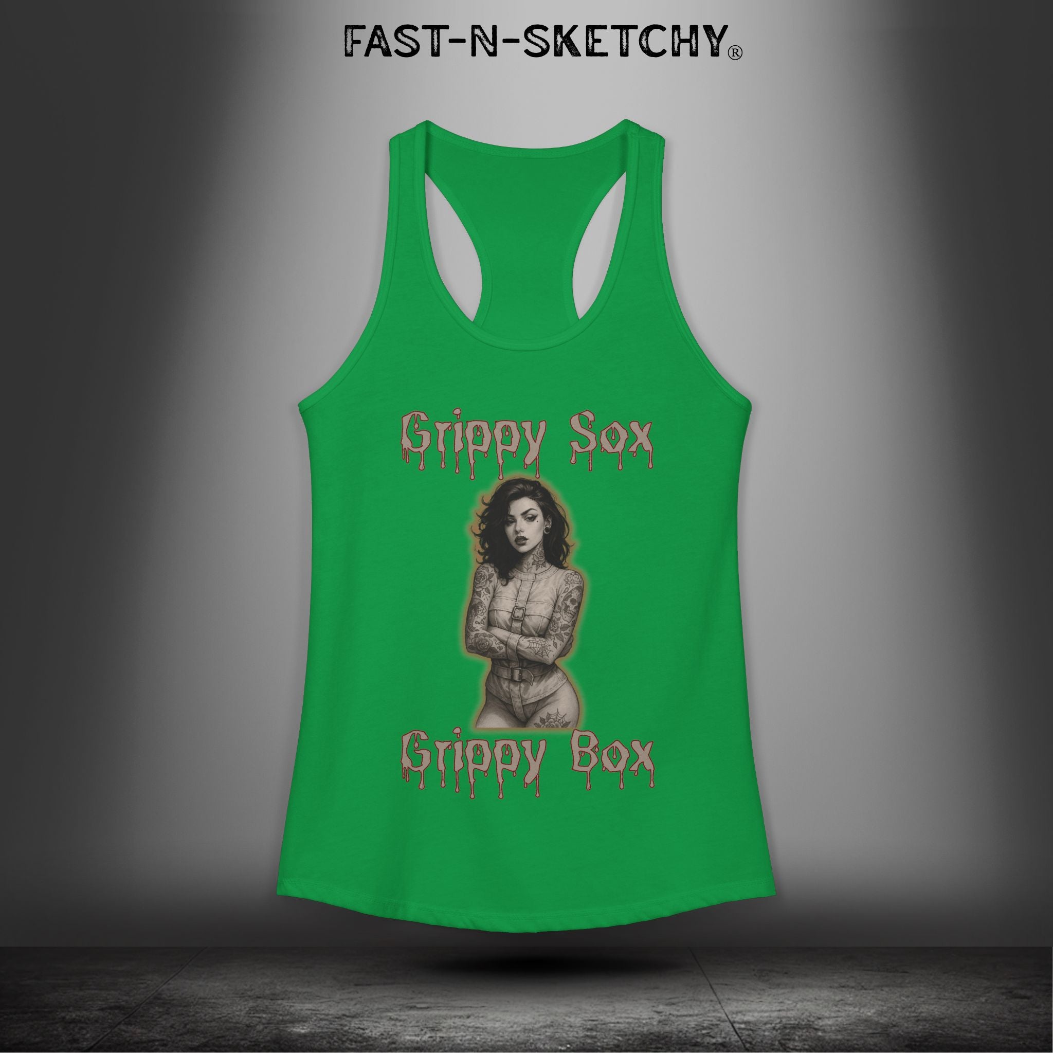 Grippy Sox Grippy Box: FAST-N-SKETCHY - Racerback Tank Top