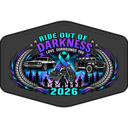 Ride Out of Darkness 2026 Faux Leather Patch – Mental Health & Suicide Awareness Emblem - LSY
