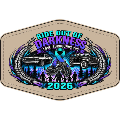 Ride Out of Darkness 2026 Faux Leather Patch – Mental Health & Suicide Awareness Emblem - LSY