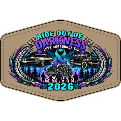 Ride Out of Darkness 2026 Faux Leather Patch – Mental Health & Suicide Awareness Emblem - LSY