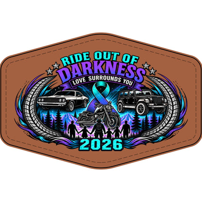 Ride Out of Darkness 2026 Faux Leather Patch – Mental Health & Suicide Awareness Emblem - LSY