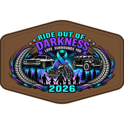 Ride Out of Darkness 2026 Faux Leather Patch – Mental Health & Suicide Awareness Emblem - LSY