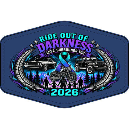 Ride Out of Darkness 2026 Faux Leather Patch – Mental Health & Suicide Awareness Emblem - LSY