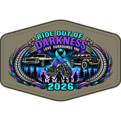 Ride Out of Darkness 2026 Faux Leather Patch – Mental Health & Suicide Awareness Emblem - LSY