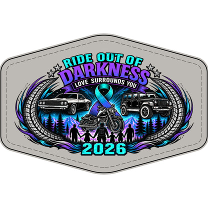 Ride Out of Darkness 2026 Faux Leather Patch – Mental Health & Suicide Awareness Emblem - LSY