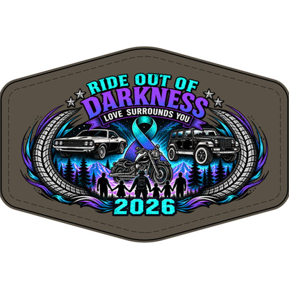 Ride Out of Darkness 2026 Faux Leather Patch – Mental Health & Suicide Awareness Emblem - LSY