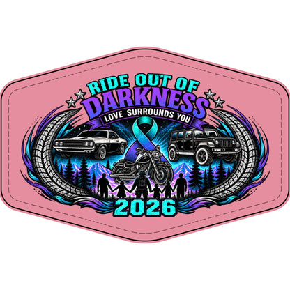 Ride Out of Darkness 2026 Faux Leather Patch – Mental Health & Suicide Awareness Emblem - LSY