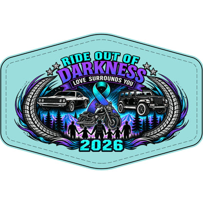 Ride Out of Darkness 2026 Faux Leather Patch – Mental Health & Suicide Awareness Emblem - LSY