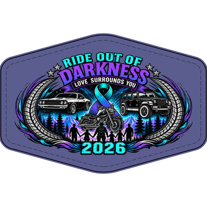 Ride Out of Darkness 2026 Faux Leather Patch – Mental Health & Suicide Awareness Emblem - LSY