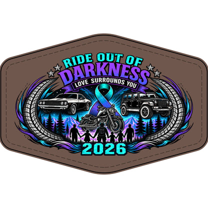 Ride Out of Darkness 2026 Faux Leather Patch – Mental Health & Suicide Awareness Emblem - LSY