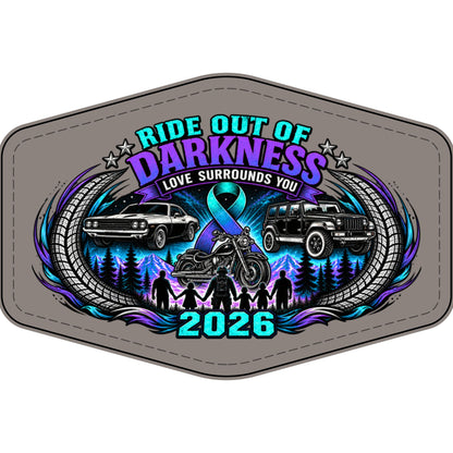 Ride Out of Darkness 2026 Faux Leather Patch – Mental Health & Suicide Awareness Emblem - LSY