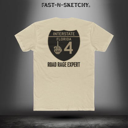 I-4 Road Rage Expert Florida (Black Sign) Premium Fitted Tee: Biker Edition Relaxed Classic Tee