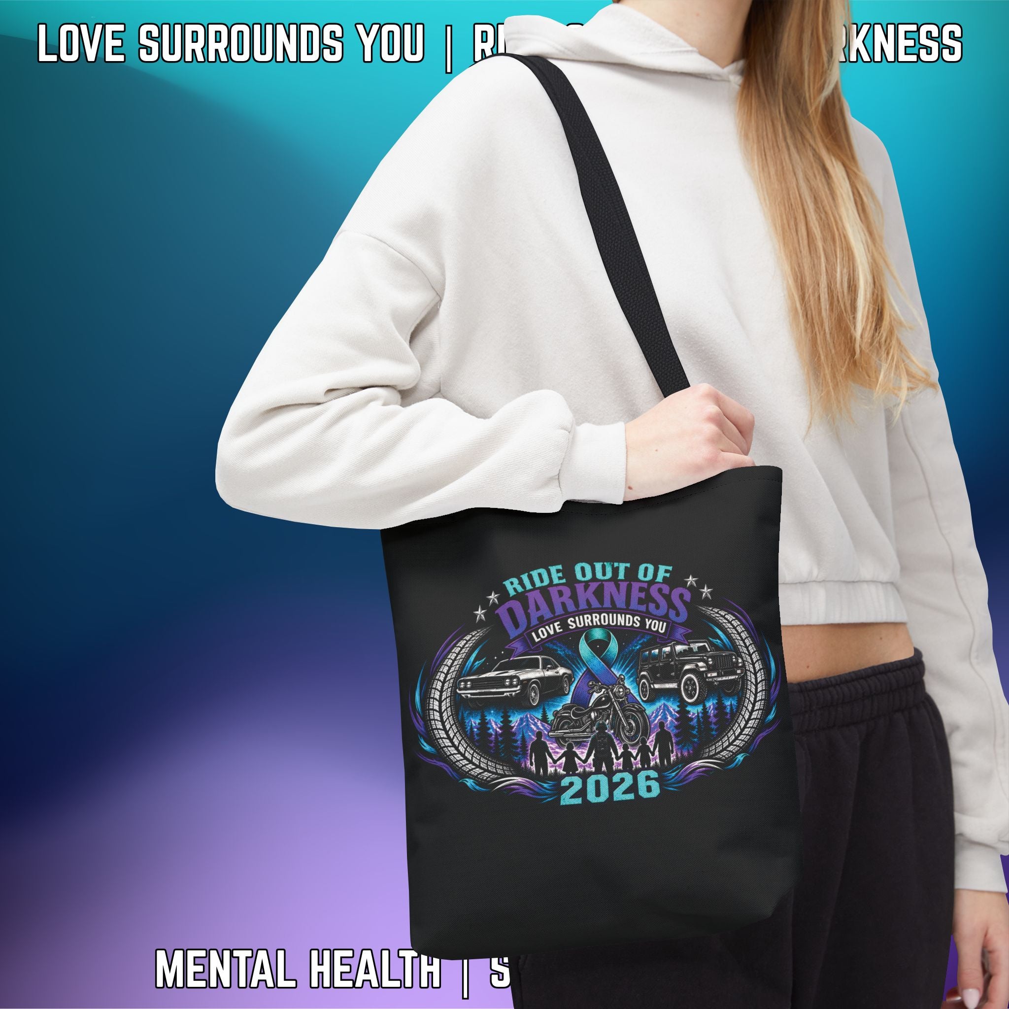 Ride Out of Darkness 2026 Tote Bag — Mental Health & Suicide Awareness - LSY