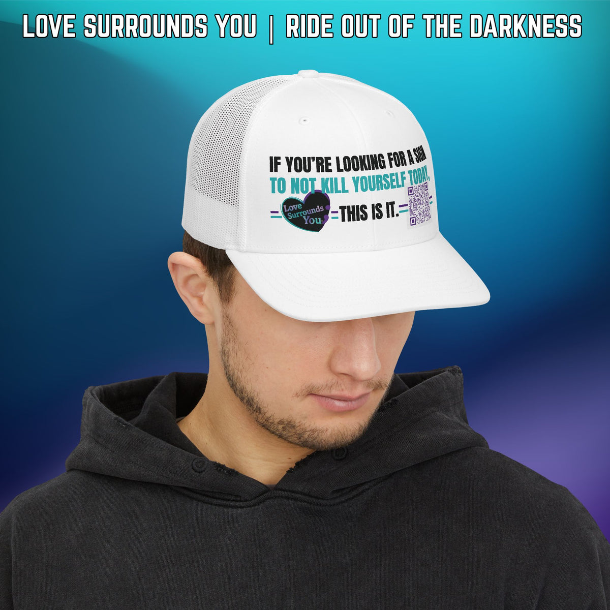 If You're Looking for a Sign QR Code Suicide Awareness Snapback Richardson 112 Trucker Cap - LSY